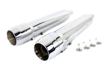 V-Twin 3156 Chrome Grenade Muffler Set for Harley Davidson FLT Models by V-Twin