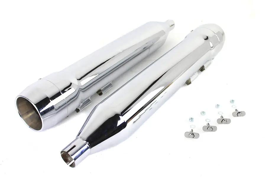 V-Twin 3156 Chrome Grenade Muffler Set for Harley Davidson FLT Models by V-Twin
