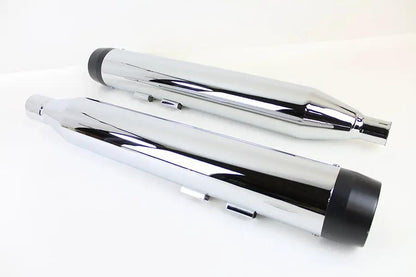 V-Twin 32 Inch Chrome Muffler Set with Black Tapered End Tips for Harley Davidson FLT Models by V-Twin