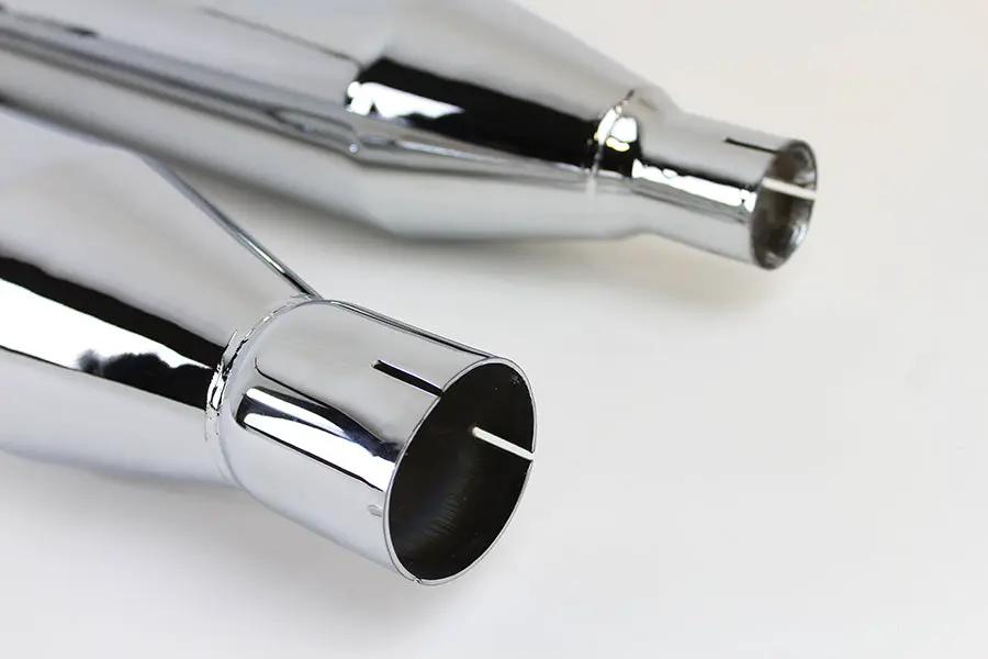 V-Twin 32 Inch Chrome Muffler Set with Black Tapered End Tips for Harley Davidson FLT Models by V-Twin