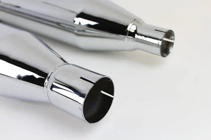 V-Twin 32 Inch Chrome Muffler Set with Black Tapered End Tips for Harley Davidson FLT Models by V-Twin