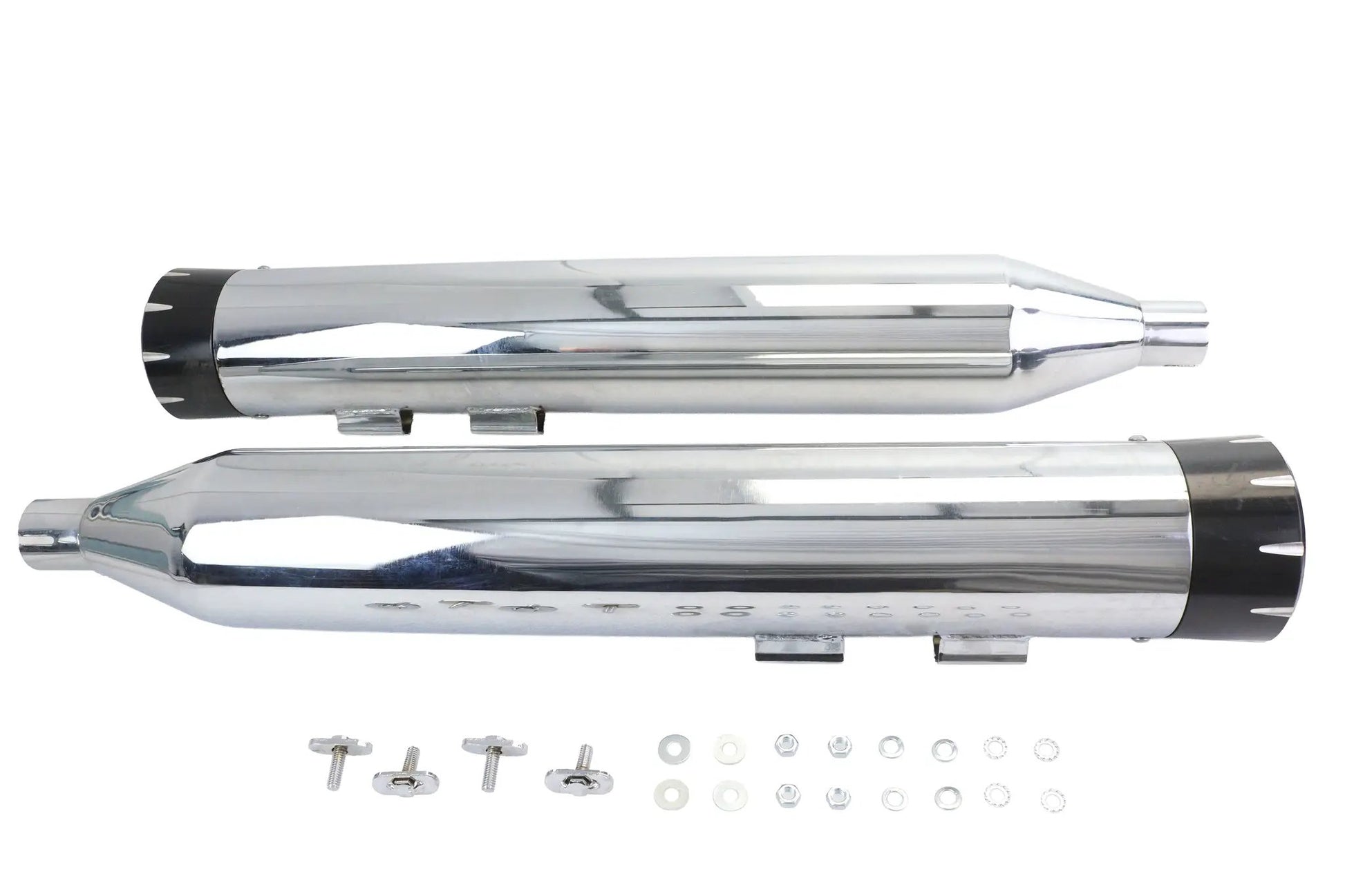 Wyatt Gatling Muffler Set Chrome with Black Dagger Tips for Harley Davidson FLT by Wyatt Gatling