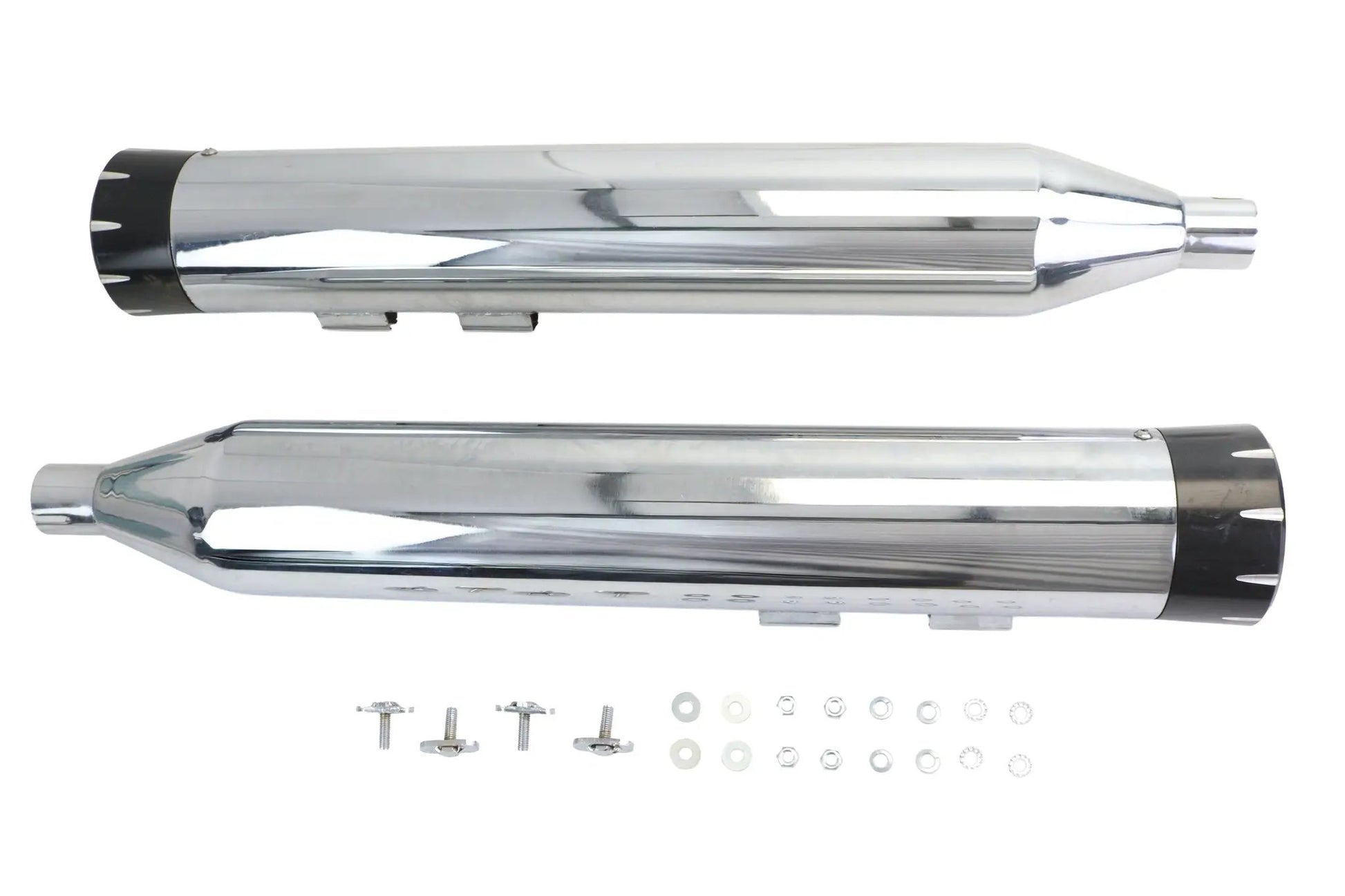 Wyatt Gatling Muffler Set Chrome with Black Dagger Tips for Harley Davidson FLT by Wyatt Gatling