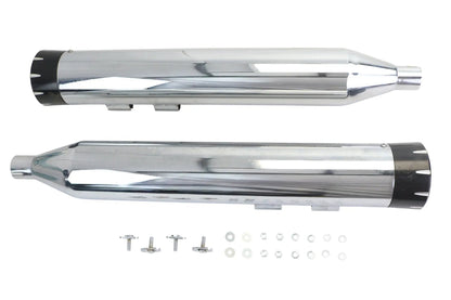 Wyatt Gatling Muffler Set Chrome with Black Dagger Tips for Harley Davidson FLT by Wyatt Gatling