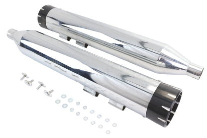 Wyatt Gatling Muffler Set Chrome with Black Dagger Tips for Harley Davidson FLT by Wyatt Gatling