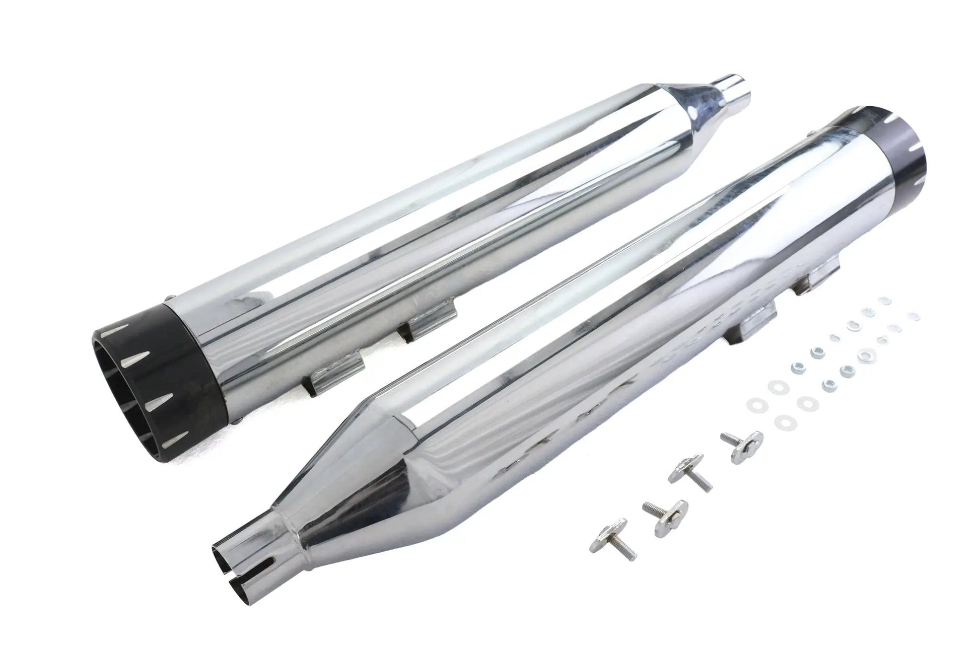 Wyatt Gatling Muffler Set Chrome with Black Dagger Tips for Harley Davidson FLT by Wyatt Gatling