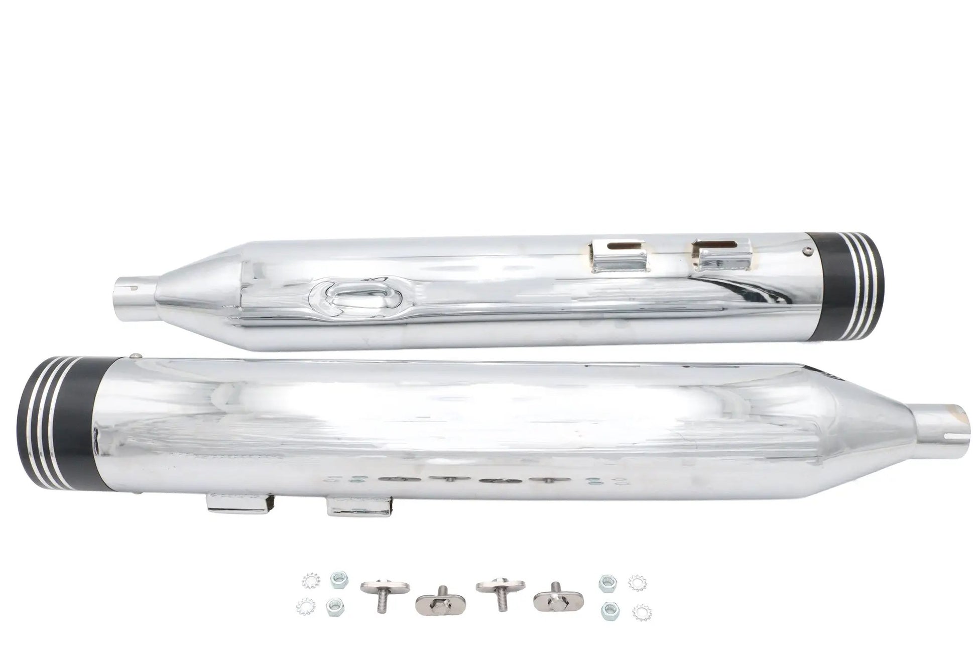 Wyatt Gatling Muffler Set Chrome with Black Saturn Tips for Harley Davidson FLT by Wyatt Gatling
