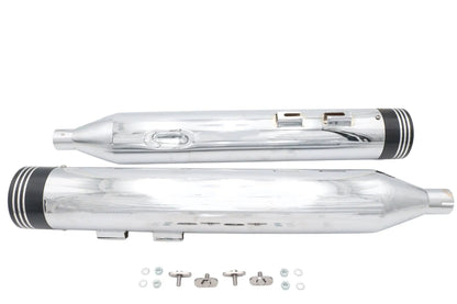 Wyatt Gatling Muffler Set Chrome with Black Saturn Tips for Harley Davidson FLT by Wyatt Gatling