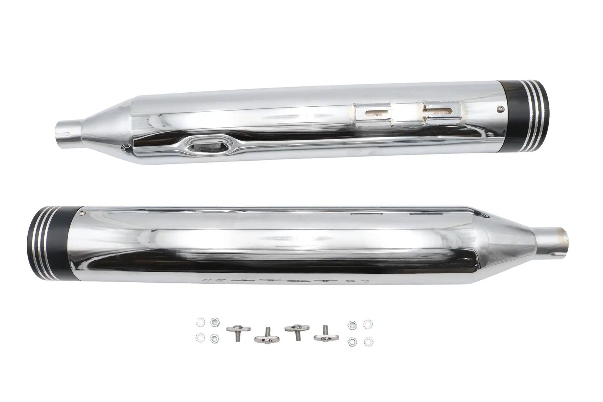 Wyatt Gatling Muffler Set Chrome with Black Saturn Tips for Harley Davidson FLT by Wyatt Gatling