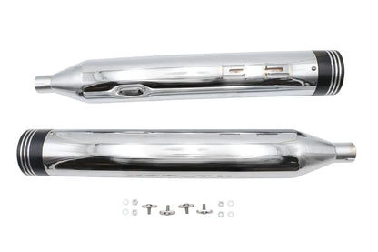 Wyatt Gatling Muffler Set Chrome with Black Saturn Tips for Harley Davidson FLT by Wyatt Gatling