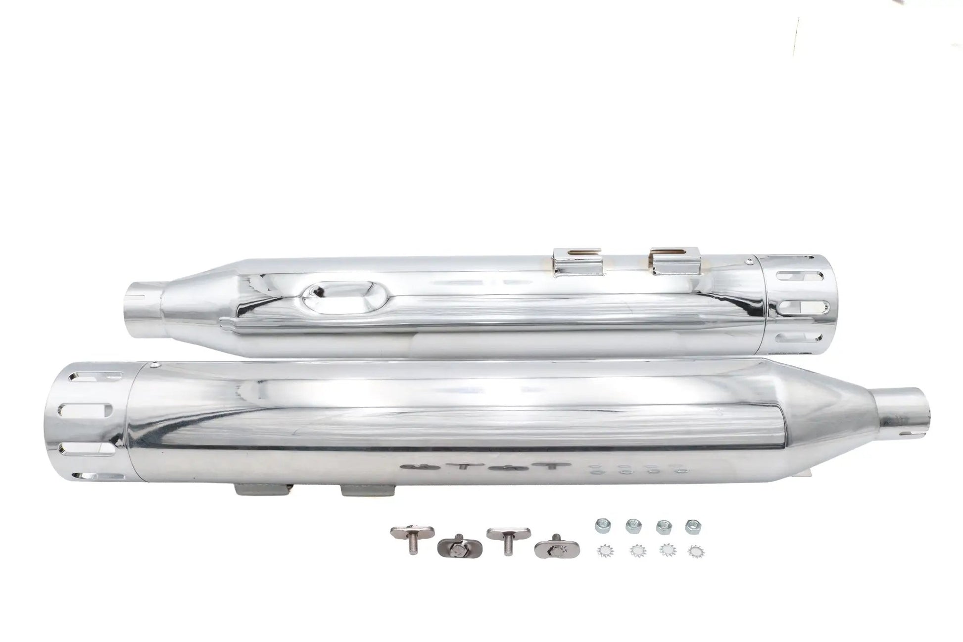 Wyatt Gatling Muffler Set Chrome with Chrome Slot Tips for Harley Davidson FLT by Wyatt Gatling