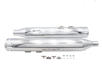 Wyatt Gatling Muffler Set Chrome with Chrome Slot Tips for Harley Davidson FLT by Wyatt Gatling