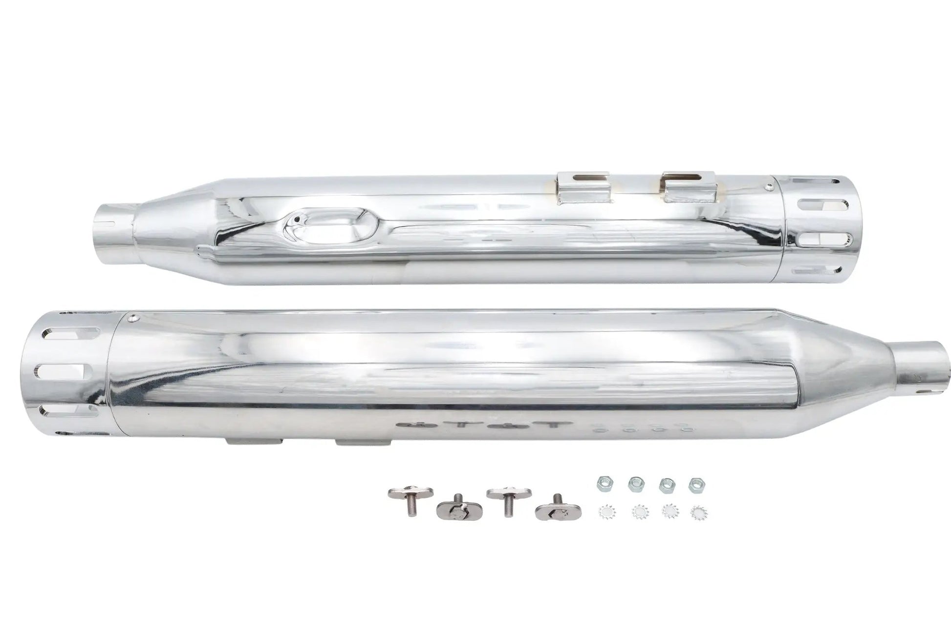 Wyatt Gatling Muffler Set Chrome with Chrome Slot Tips for Harley Davidson FLT by Wyatt Gatling