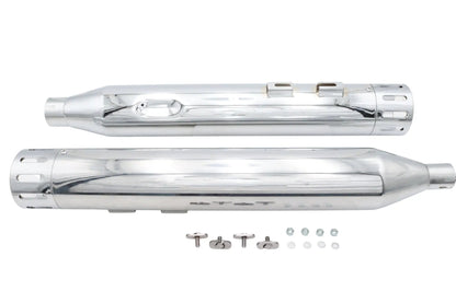 Wyatt Gatling Muffler Set Chrome with Chrome Slot Tips for Harley Davidson FLT by Wyatt Gatling