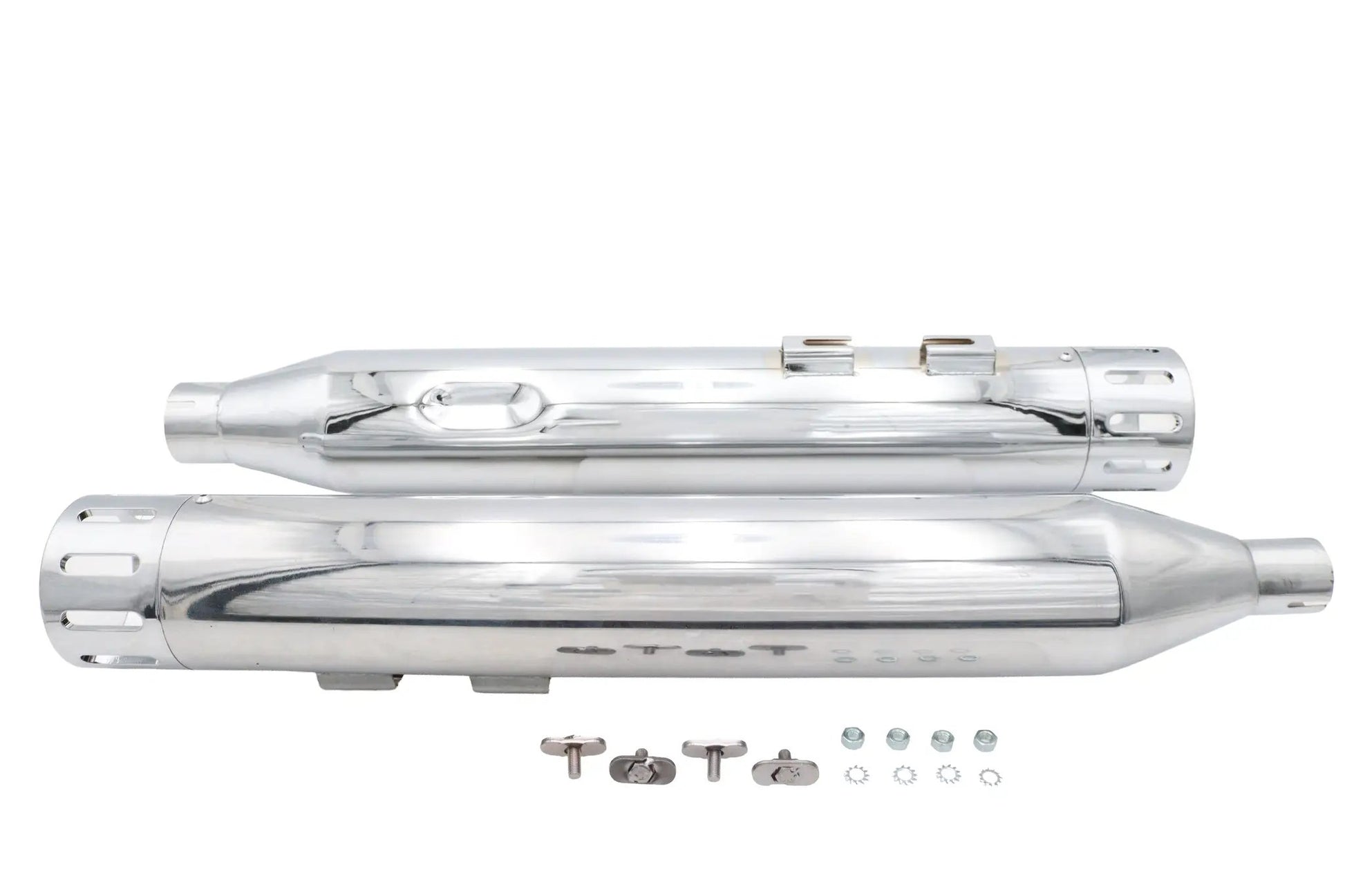 Wyatt Gatling Muffler Set Chrome with Chrome Slot Tips for Harley Davidson FLT by Wyatt Gatling
