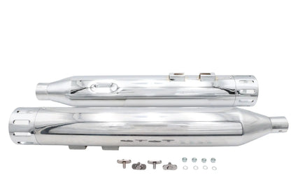 Wyatt Gatling Muffler Set Chrome with Chrome Slot Tips for Harley Davidson FLT by Wyatt Gatling