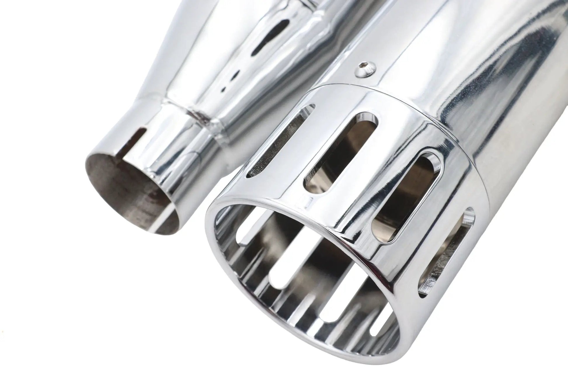 Wyatt Gatling Muffler Set Chrome with Chrome Slot Tips for Harley Davidson FLT by Wyatt Gatling