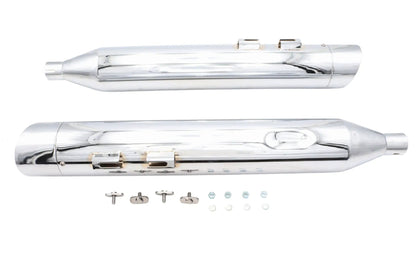 Wyatt Gatling Muffler Set Chrome with Chrome Slash Up Tips for Harley Davidson FLT by Wyatt Gatling