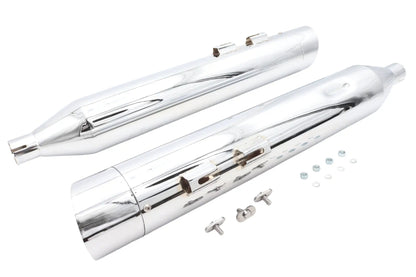 Wyatt Gatling Muffler Set Chrome with Chrome Slash Up Tips for Harley Davidson FLT by Wyatt Gatling