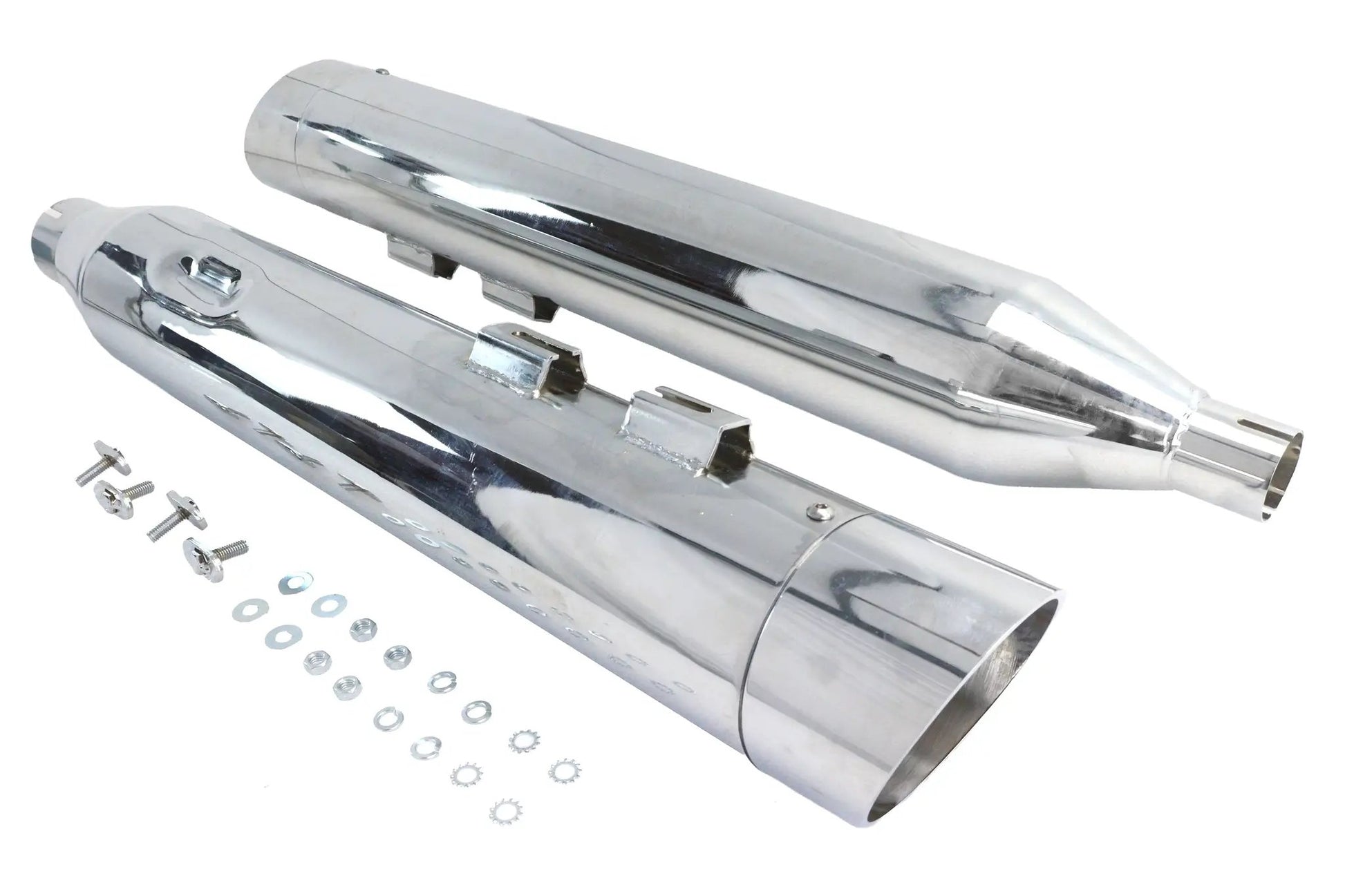 Wyatt Gatling Muffler Set Chrome with Chrome Slash Up Tips for Harley Davidson FLT by Wyatt Gatling