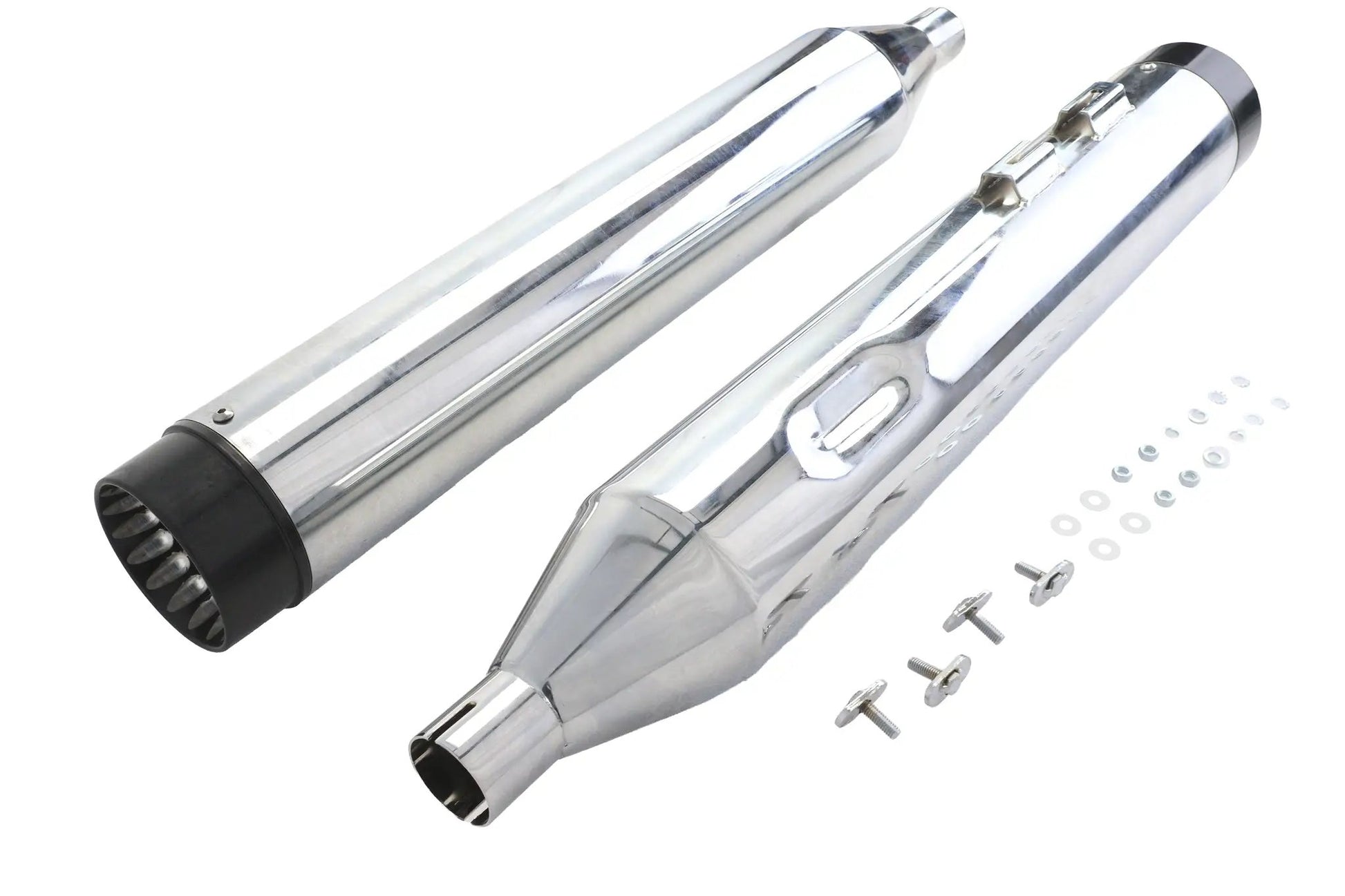 Wyatt Gatling Muffler Set Chrome with Black Contour Tips for Harley Davidson FLT by Wyatt Gatling