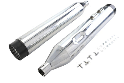 Wyatt Gatling Muffler Set Chrome with Black Contour Tips for Harley Davidson FLT by Wyatt Gatling