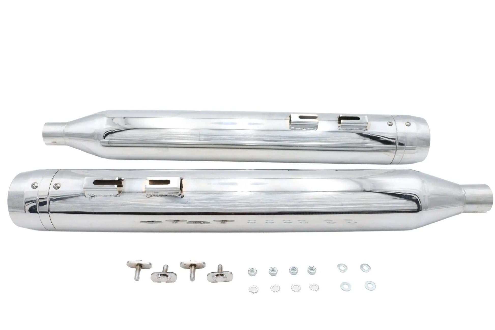 Wyatt Gatling Muffler Set Chrome with Chrome Rocket Booster for Harley Davidson FLT by Wyatt Gatling