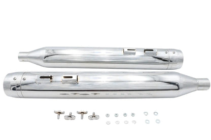 Wyatt Gatling Muffler Set Chrome with Chrome Rocket Booster for Harley Davidson FLT by Wyatt Gatling