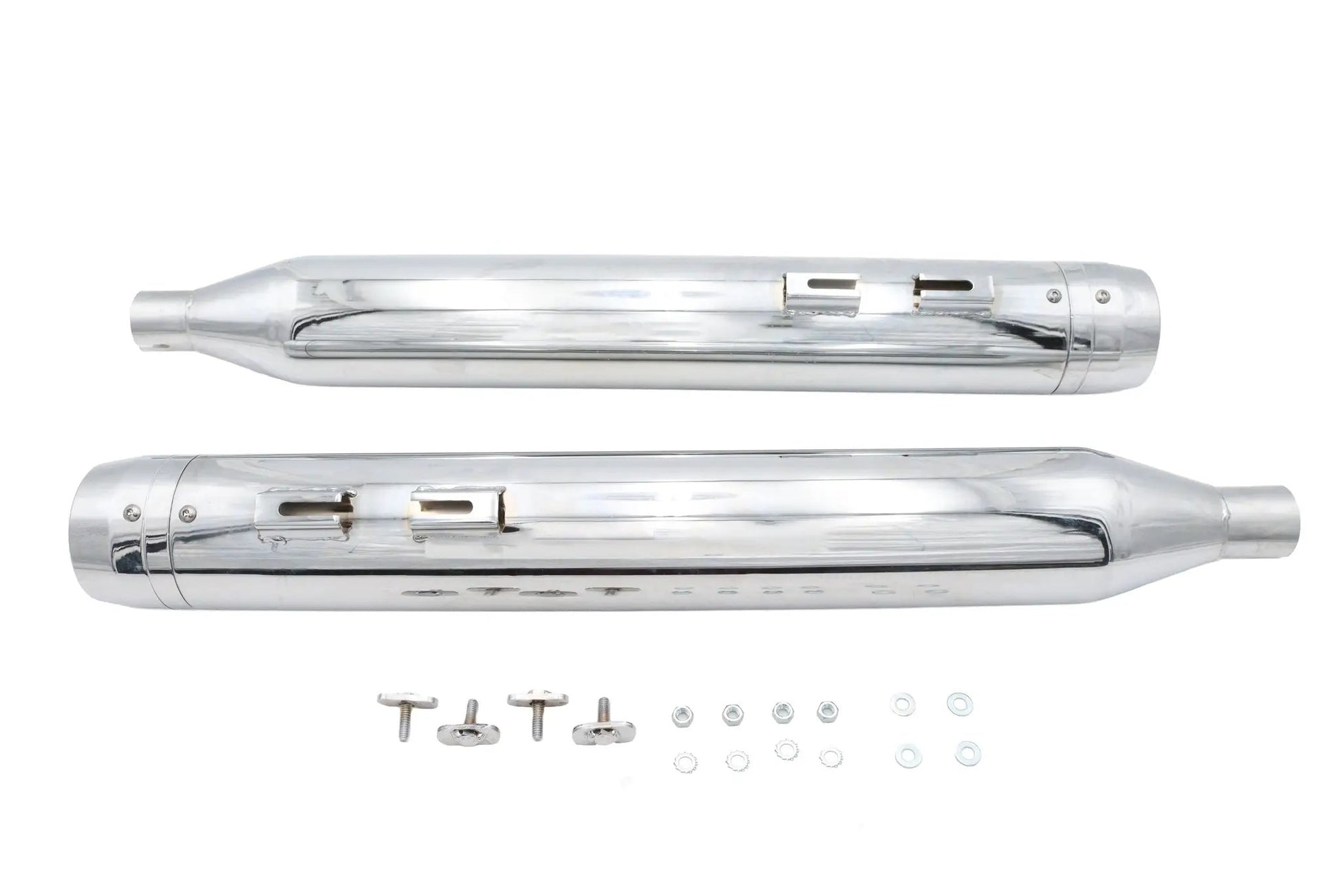 Wyatt Gatling Muffler Set Chrome with Chrome Rocket Booster for Harley Davidson FLT by Wyatt Gatling