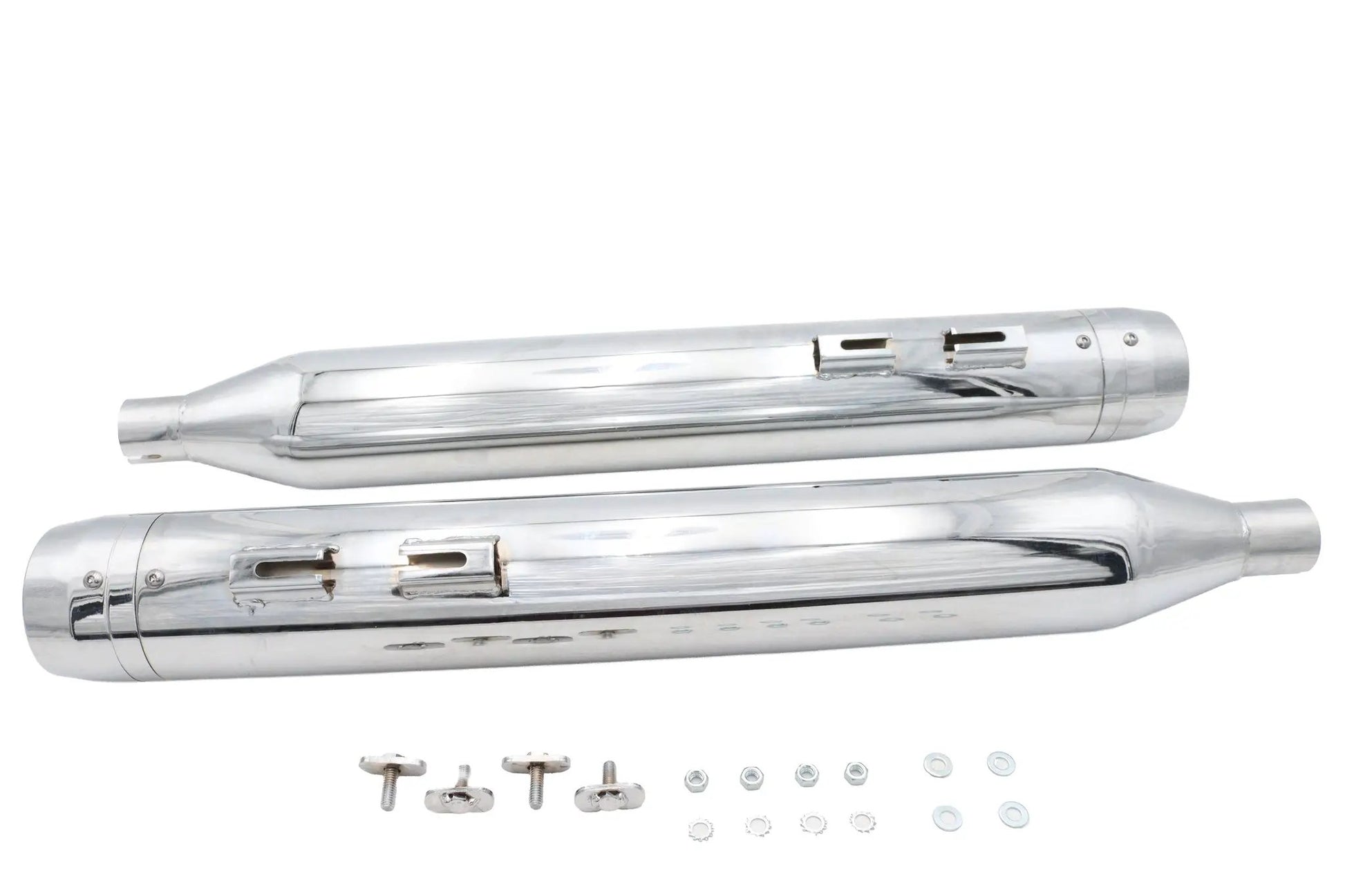 Wyatt Gatling Muffler Set Chrome with Chrome Rocket Booster for Harley Davidson FLT by Wyatt Gatling