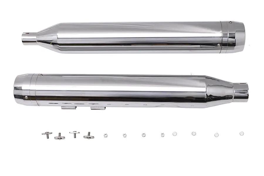 Wyatt Gatling Muffler Set Chrome with Chrome Rocket Booster for Harley Davidson FLT by Wyatt Gatling