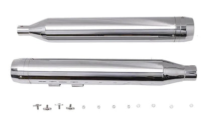 Wyatt Gatling Muffler Set Chrome with Chrome Rocket Booster for Harley Davidson FLT by Wyatt Gatling