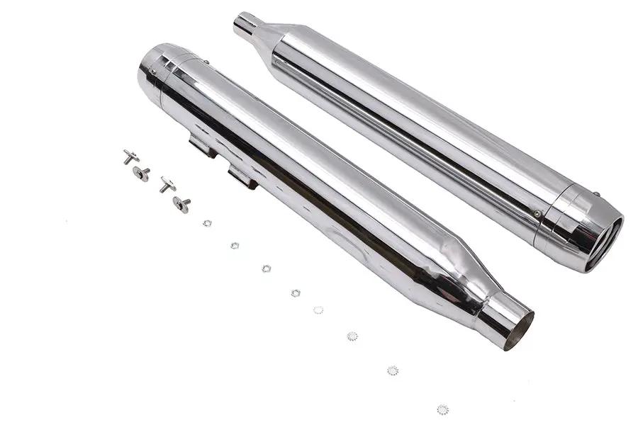 Wyatt Gatling Muffler Set Chrome with Chrome Rocket Booster for Harley Davidson FLT by Wyatt Gatling