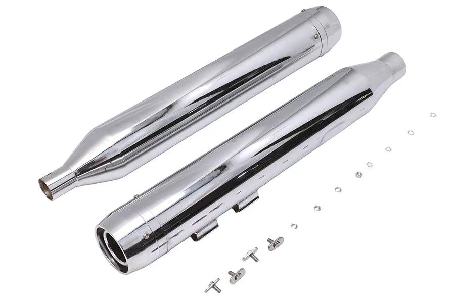 Wyatt Gatling Muffler Set Chrome with Chrome Rocket Booster for Harley Davidson FLT by Wyatt Gatling