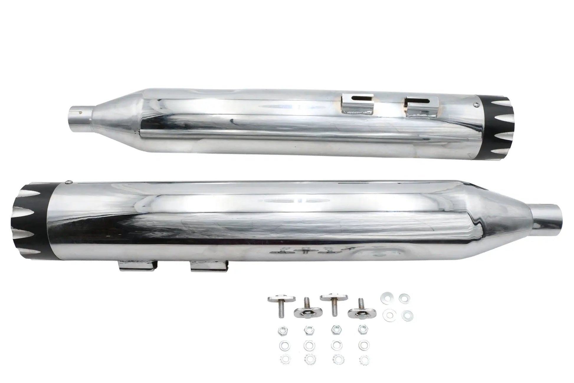 Wyatt Gatling Muffler Set Chrome with Black Revolver Tips for Harley Davidson FLT by Wyatt Gatling
