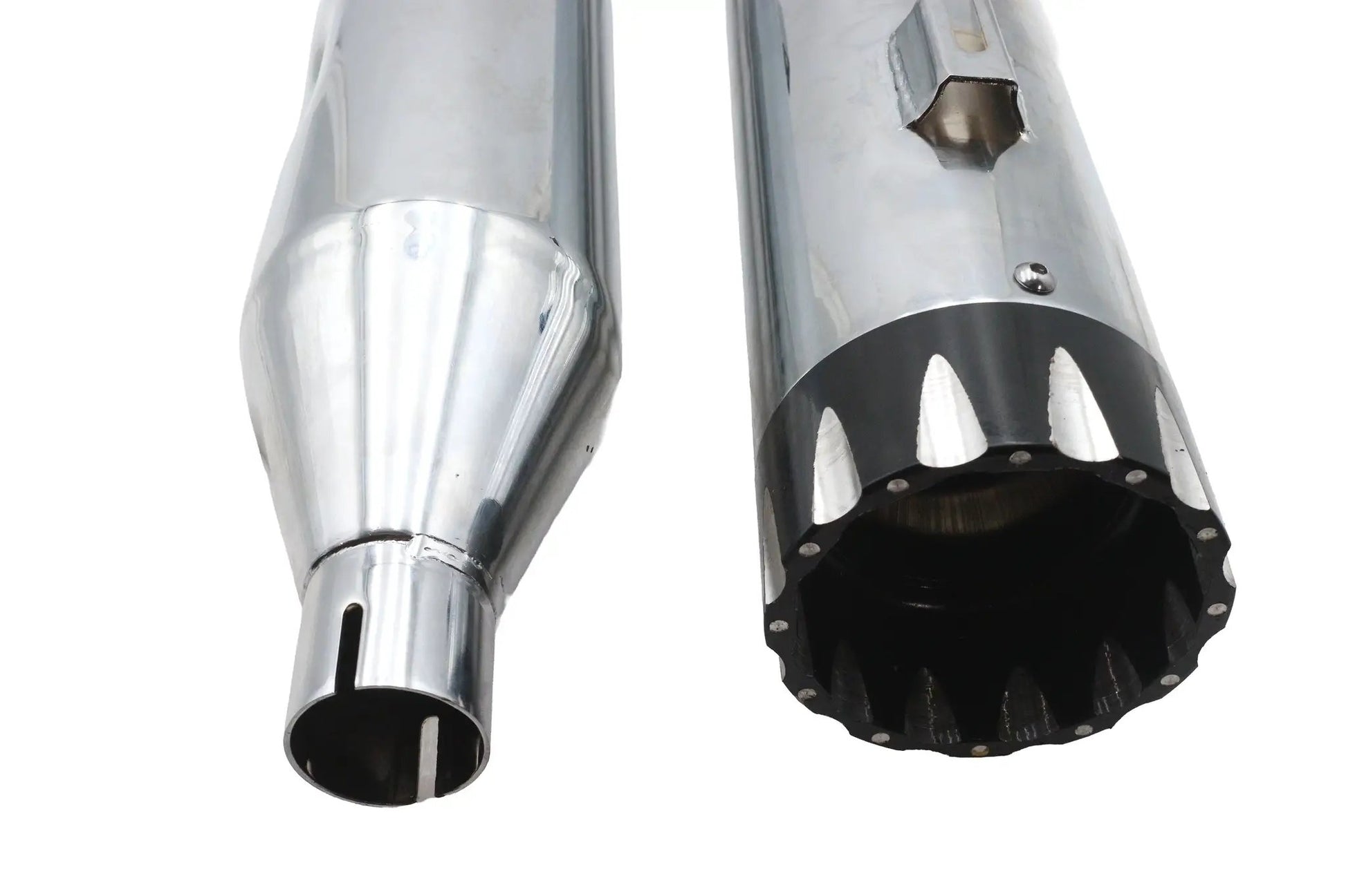 Wyatt Gatling Muffler Set Chrome with Black Revolver Tips for Harley Davidson FLT by Wyatt Gatling