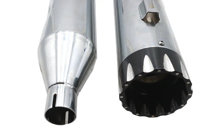 Wyatt Gatling Muffler Set Chrome with Black Revolver Tips for Harley Davidson FLT by Wyatt Gatling