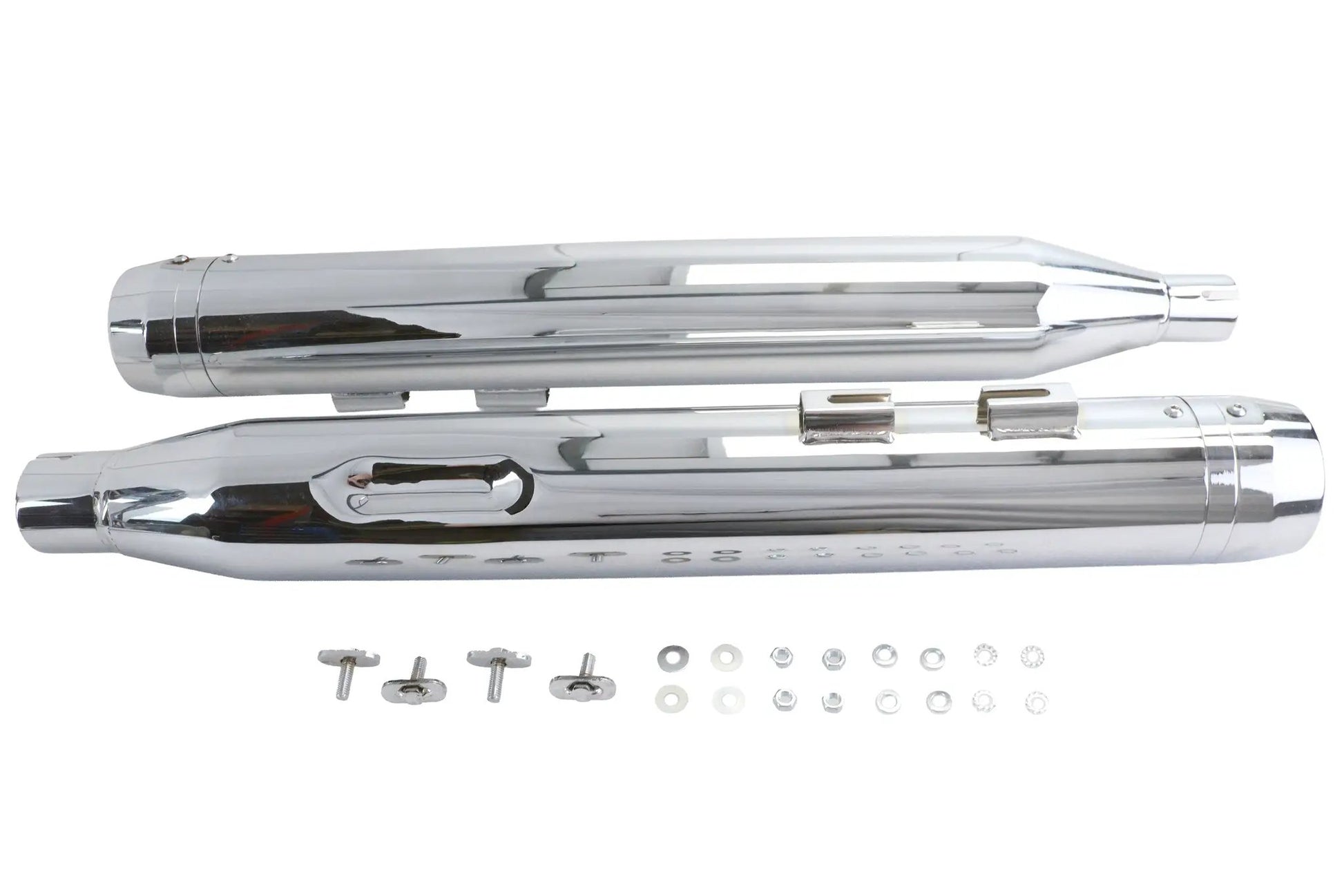 Wyatt Gatling Muffler Set Chrome with Chrome Rocket Booster for Harley Davidson FLT by Wyatt Gatling