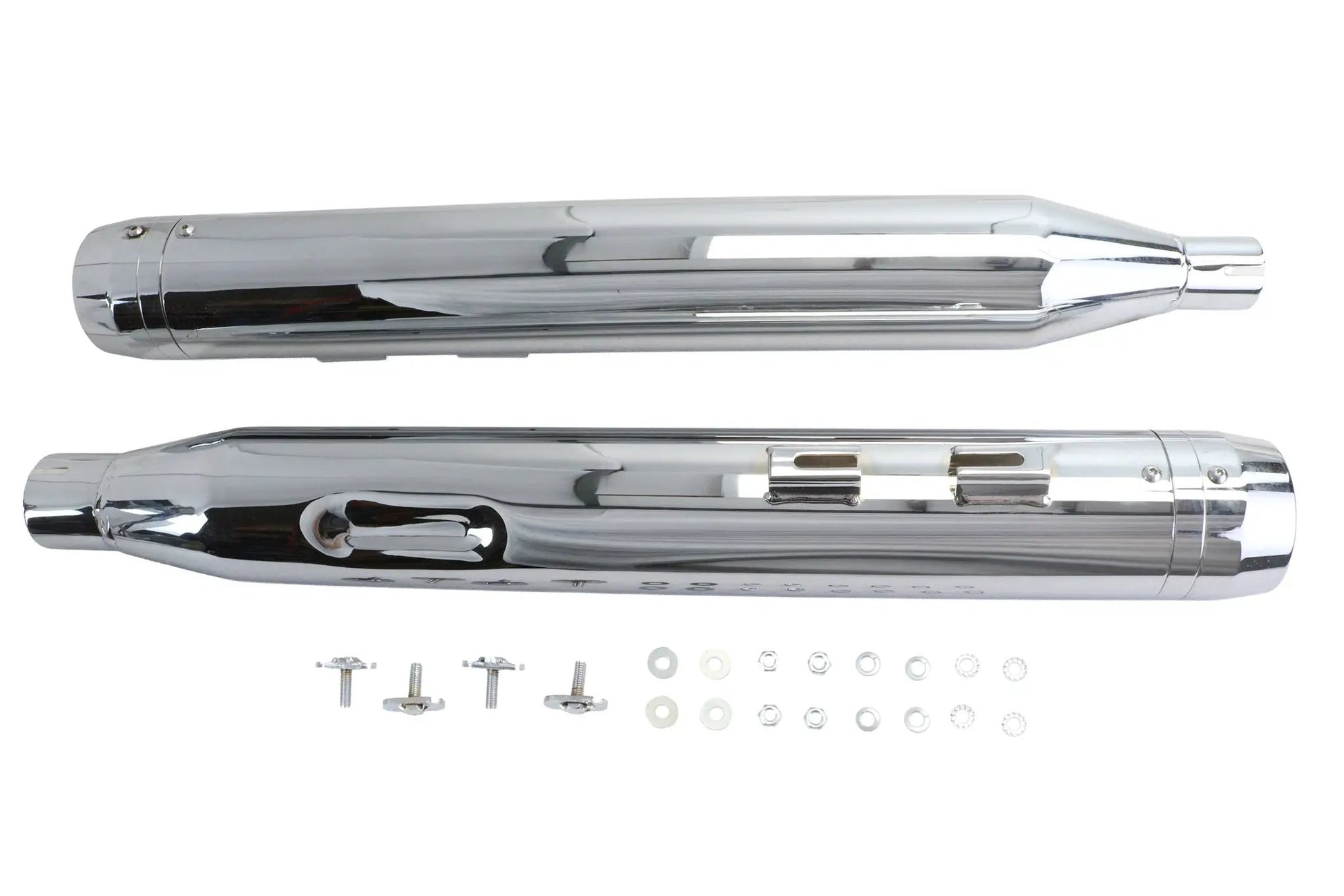 Wyatt Gatling Muffler Set Chrome with Chrome Rocket Booster for Harley Davidson FLT by Wyatt Gatling