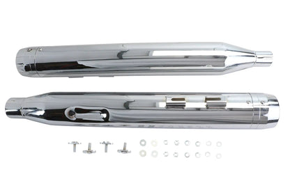Wyatt Gatling Muffler Set Chrome with Chrome Rocket Booster for Harley Davidson FLT by Wyatt Gatling