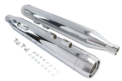 Wyatt Gatling Muffler Set Chrome with Chrome Rocket Booster for Harley Davidson FLT by Wyatt Gatling