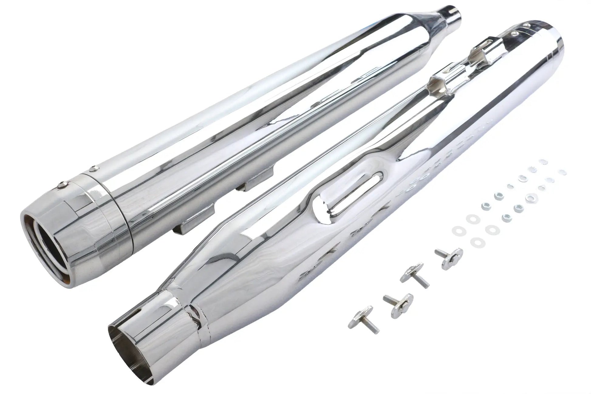 Wyatt Gatling Muffler Set Chrome with Chrome Rocket Booster for Harley Davidson FLT by Wyatt Gatling