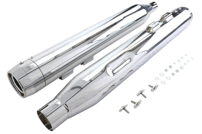 Wyatt Gatling Muffler Set Chrome with Chrome Rocket Booster for Harley Davidson FLT by Wyatt Gatling