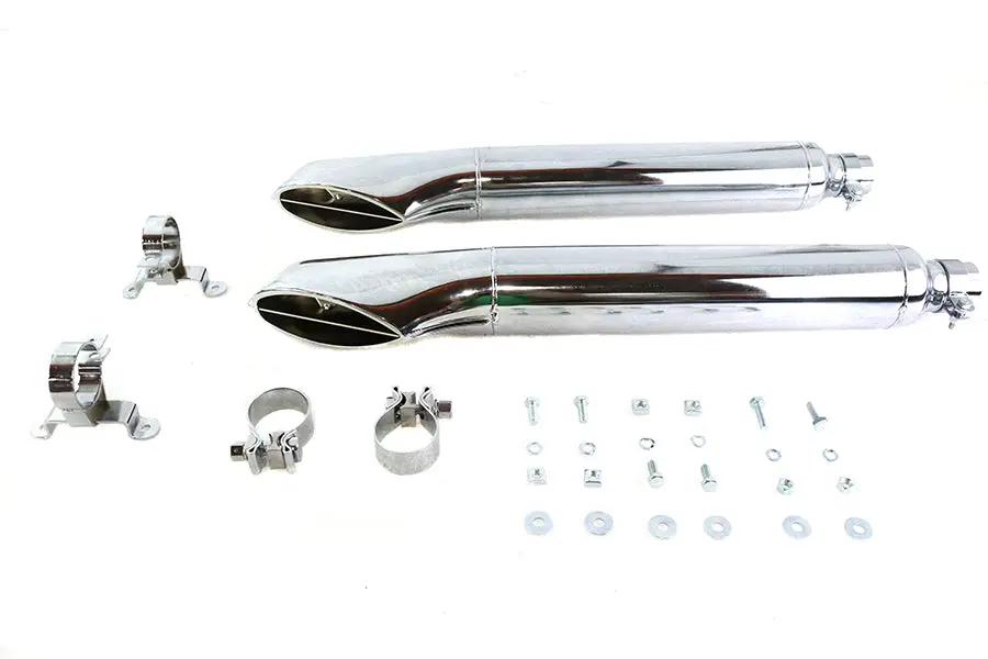 V-Twin 1968 Classic Muffler Kit for Harley Davidson FLT - DIY Side Draft Baffled Exhaust System by V-Twin