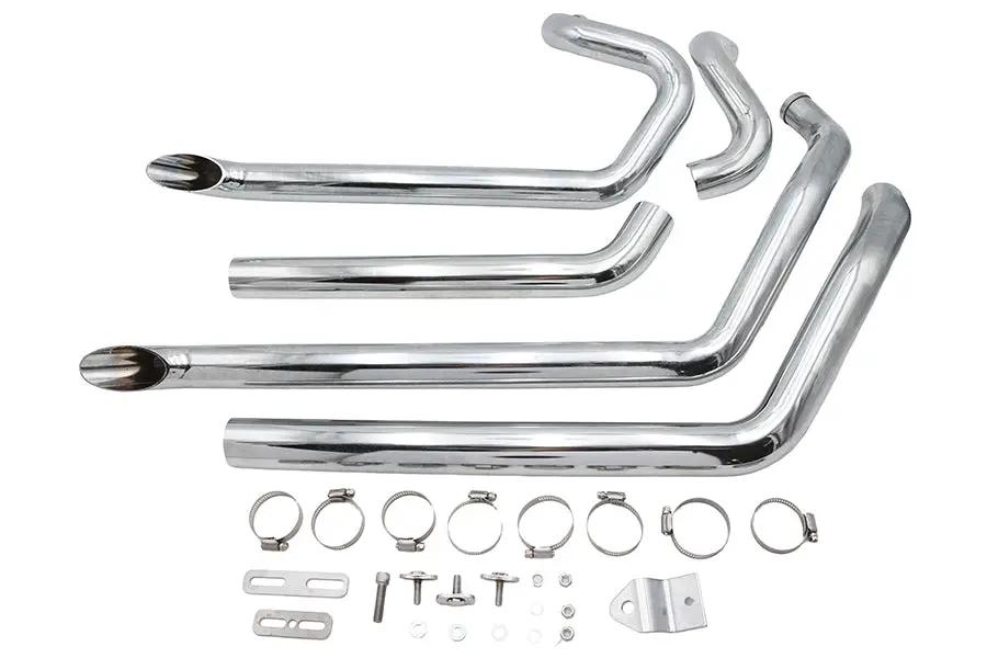 Wyatt Gatling FXST Street Fighter Drag Pipe Set Chrome Part #2475 by Wyatt Gatling