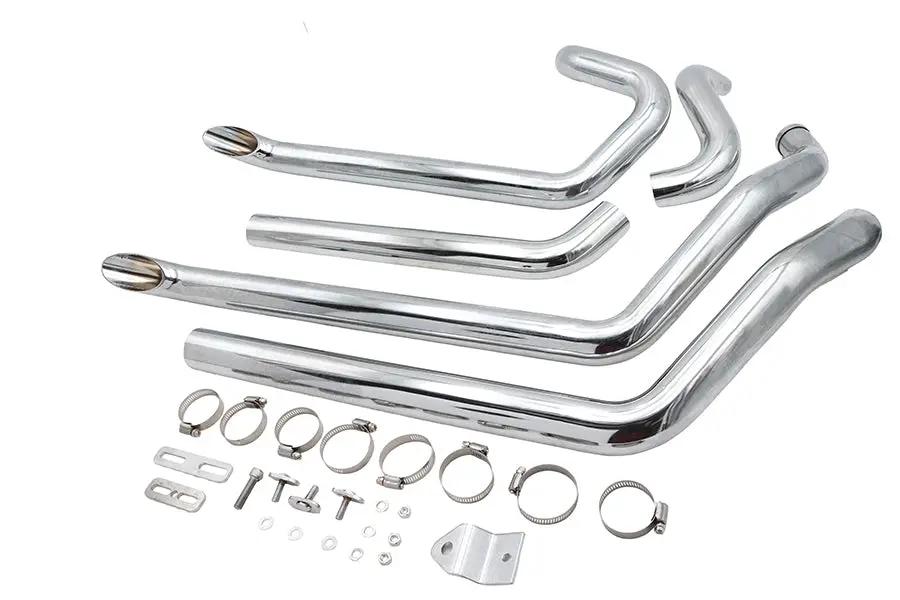 Wyatt Gatling FXST Street Fighter Drag Pipe Set Chrome Part #2475 by Wyatt Gatling