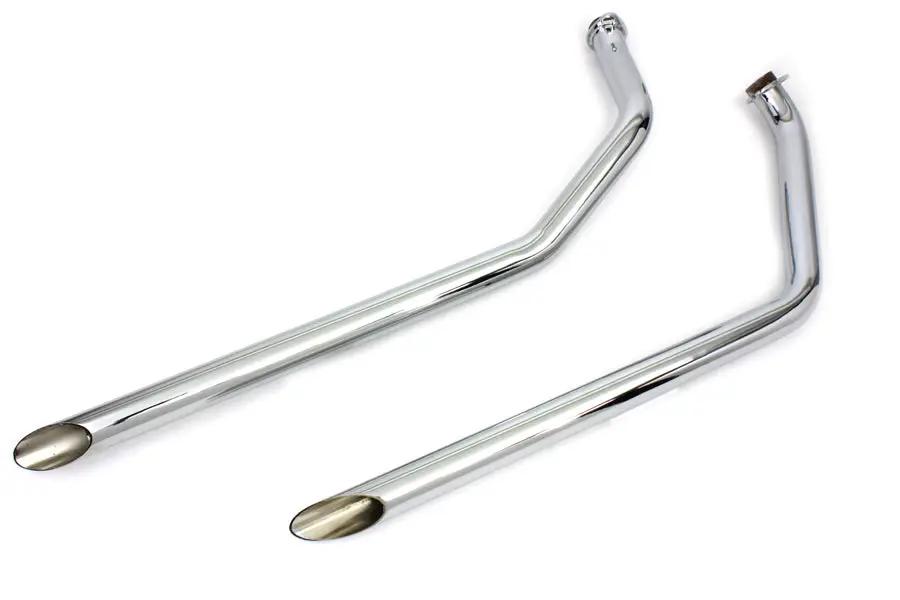 MCM Exhaust Drag Pipe Set Slash Cut Chrome for Harley Davidson FX (1971-1980) by MCM