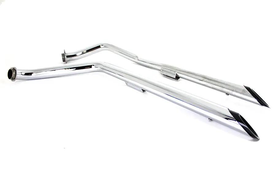 MCM Exhaust Drag Pipe Set with Black Tips for Harley Davidson FXE 1970-1979 by MCM