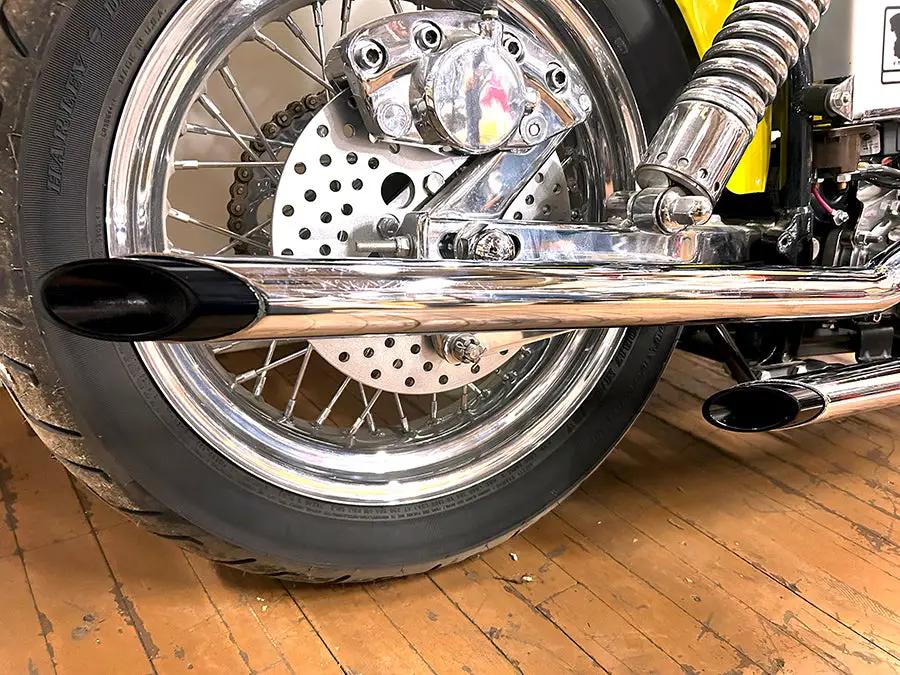 MCM Exhaust Drag Pipe Set with Black Tips for Harley Davidson FXE 1970-1979 by MCM