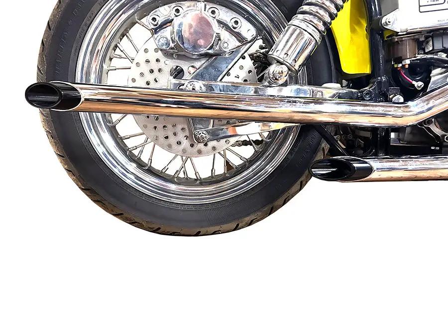 MCM Exhaust Drag Pipe Set with Black Tips for Harley Davidson FXE 1970-1979 by MCM